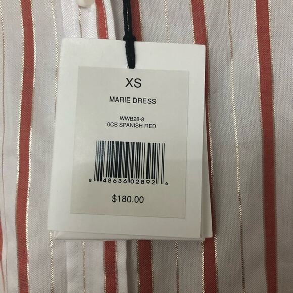 Onia Spanish Red Marie Dress Red & Metallic Stipe NEW - Picture 6 of 7